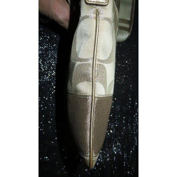 Coach 2008 Cursive Creed Shimmer Gold Studs Swingpack Crossbody Limited Edition - Picture 4 of 14